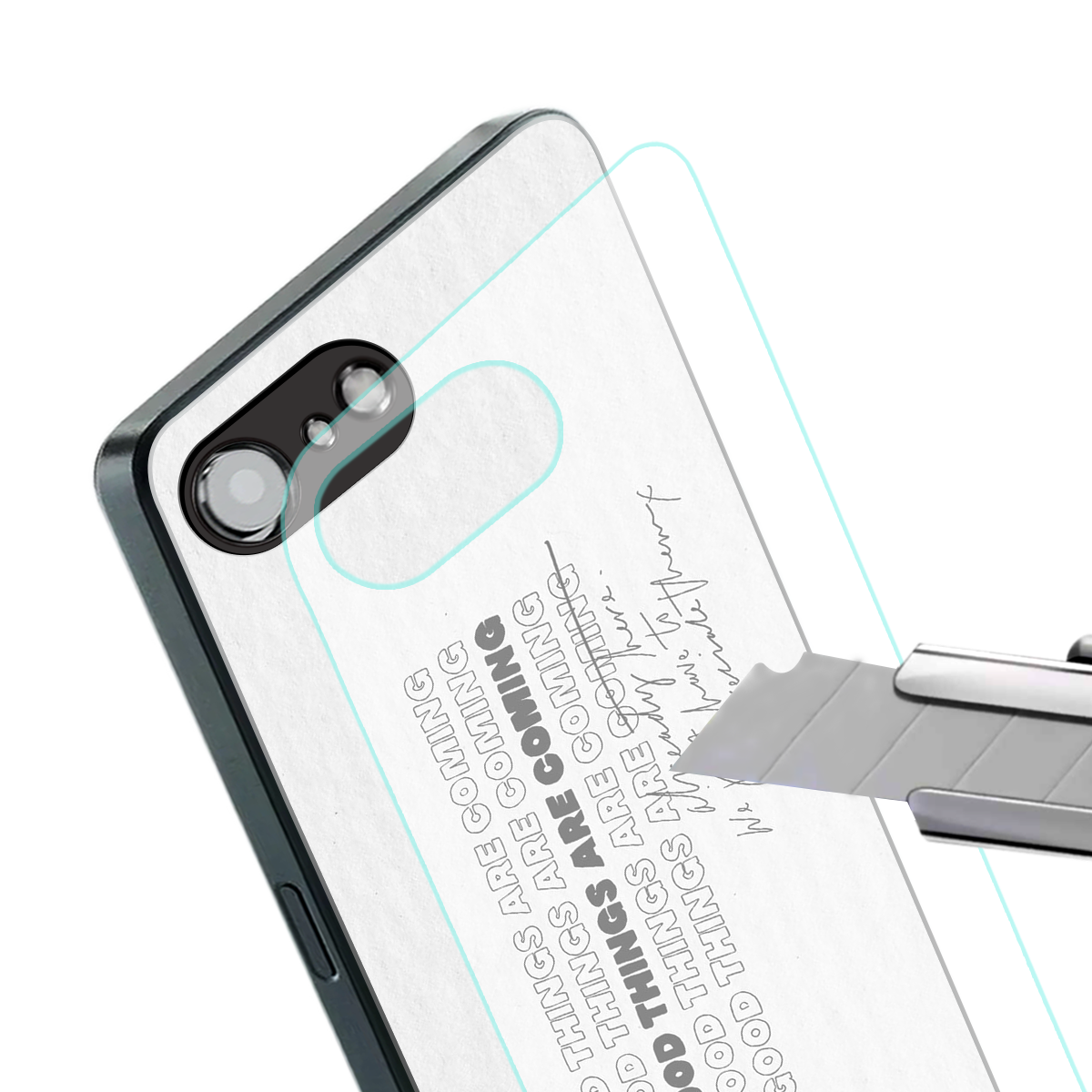 good things are here back phone cover | glass case for iphone 16e