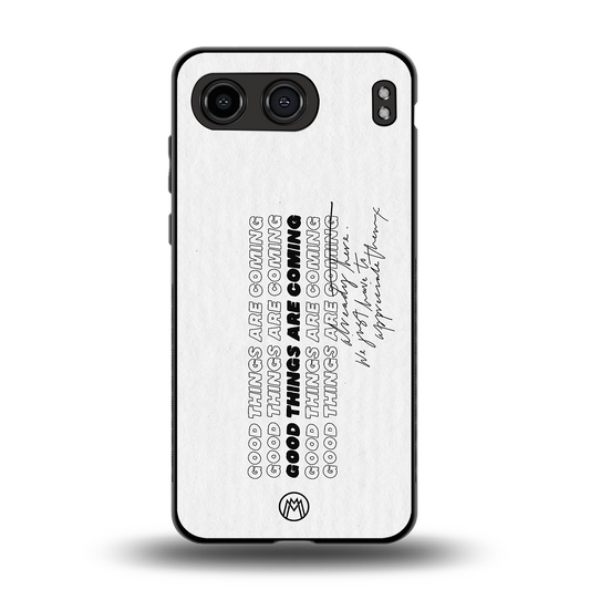 good things are here back phone cover | glass case for oneplus nord 4