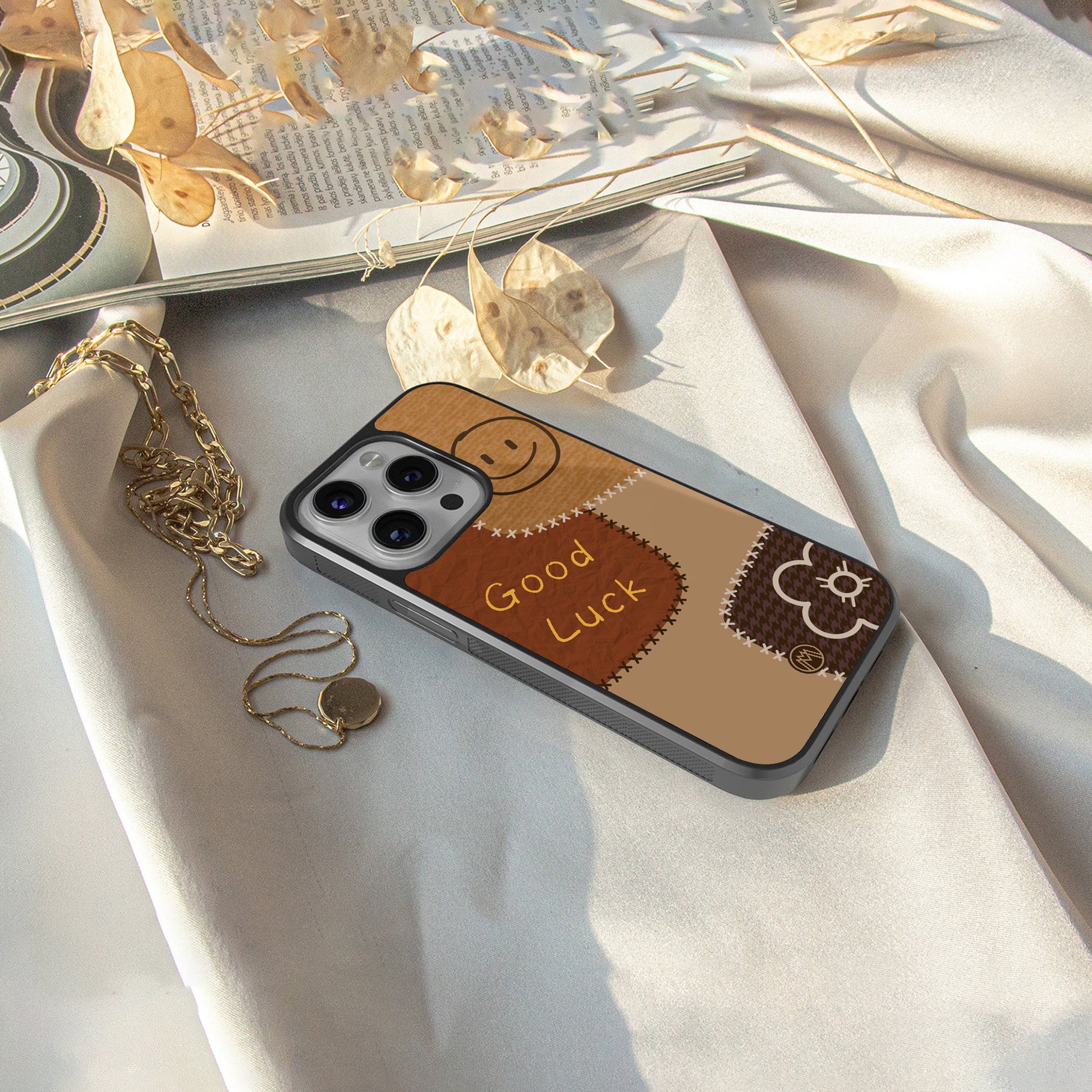 good luck back phone cover | glass case for iphone 16