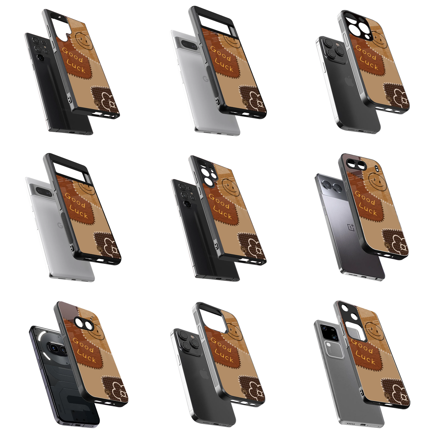 Durable Glass Back Mobile Case for iPhone, Samsung, OnePlus, Google Pixel, Redmi, Vivo, Oppo