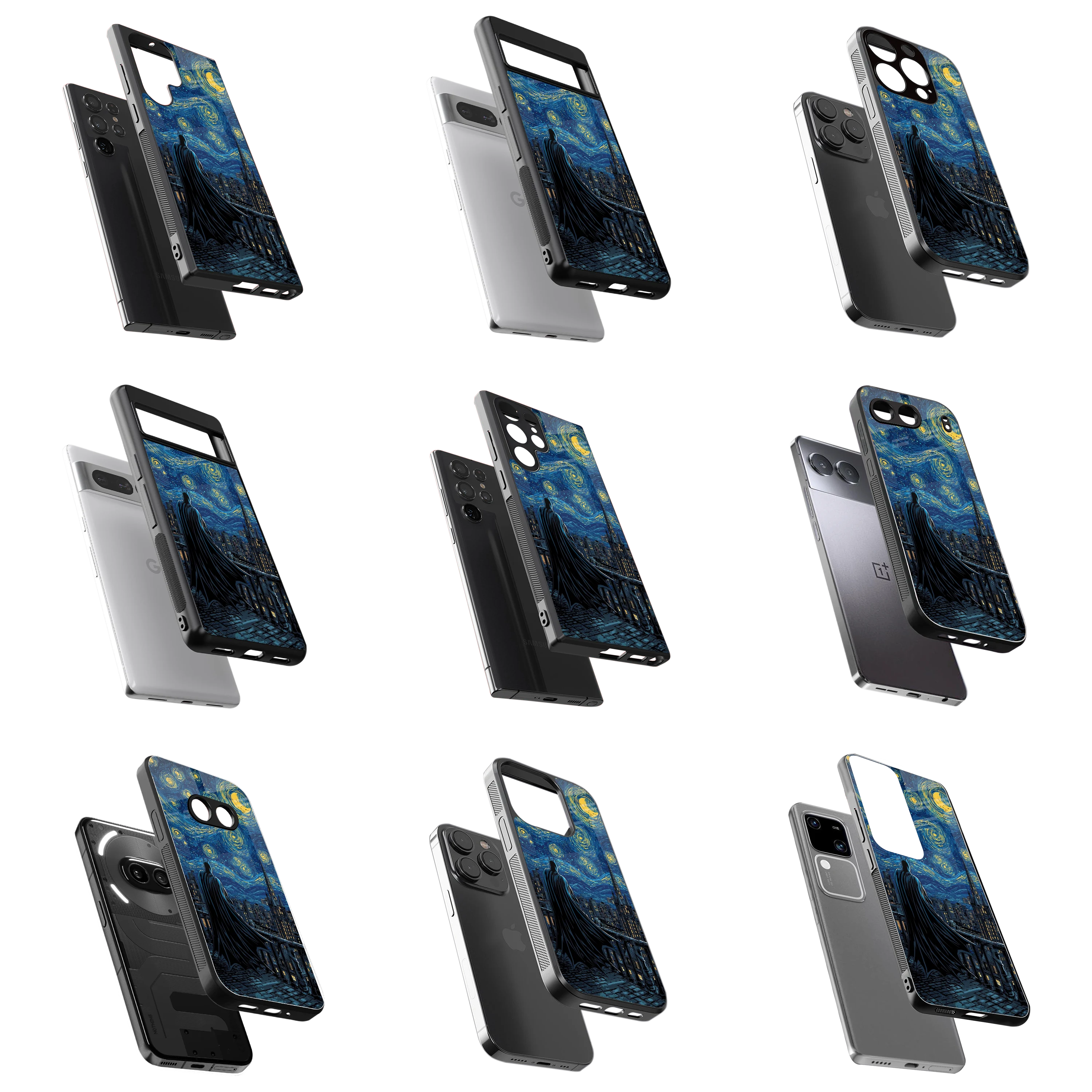 Durable Glass Back Mobile Case for iPhone, Samsung, OnePlus, Google Pixel, Redmi, Vivo, Oppo