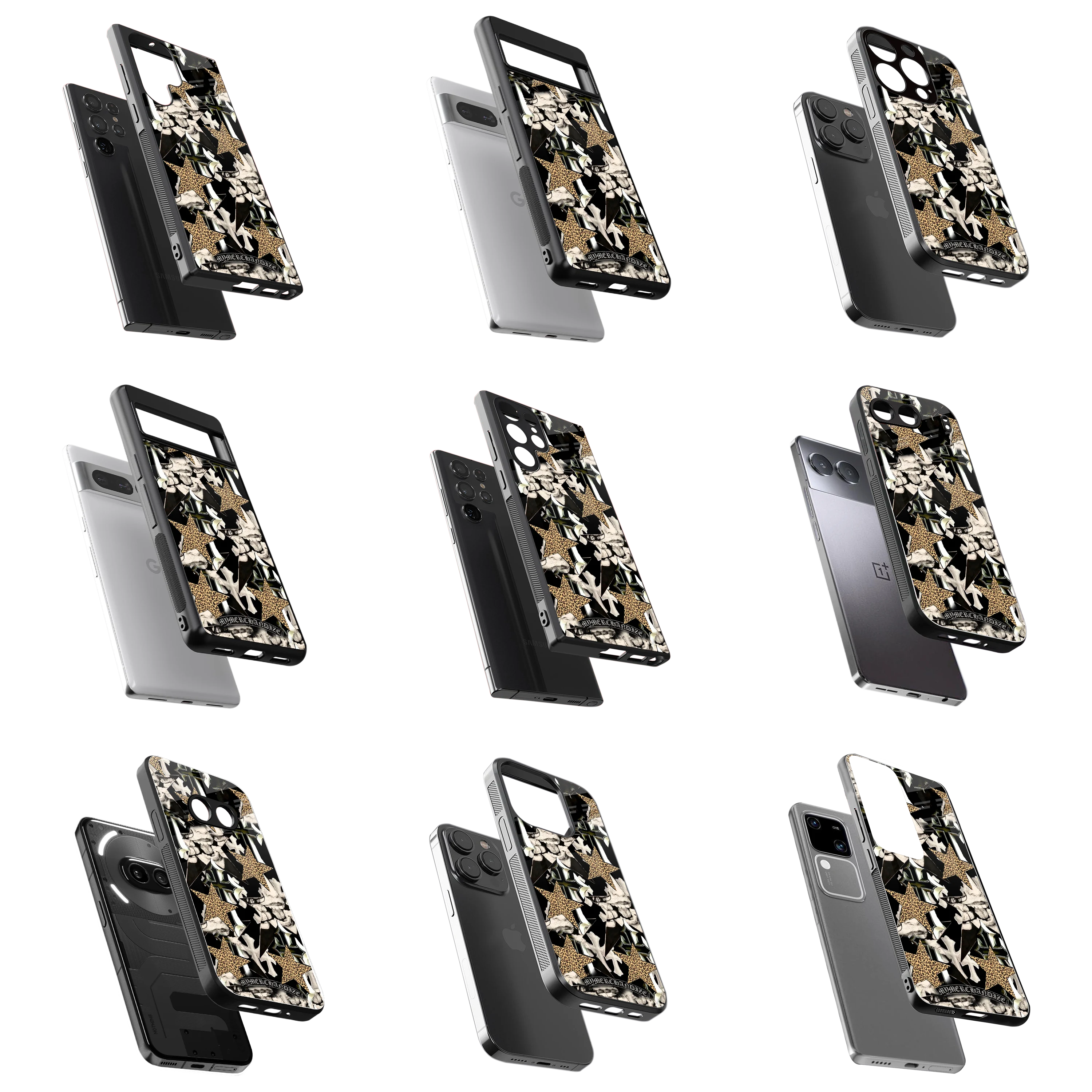 Durable Glass Back Mobile Case for iPhone, Samsung, OnePlus, Google Pixel, Redmi, Vivo, Oppo