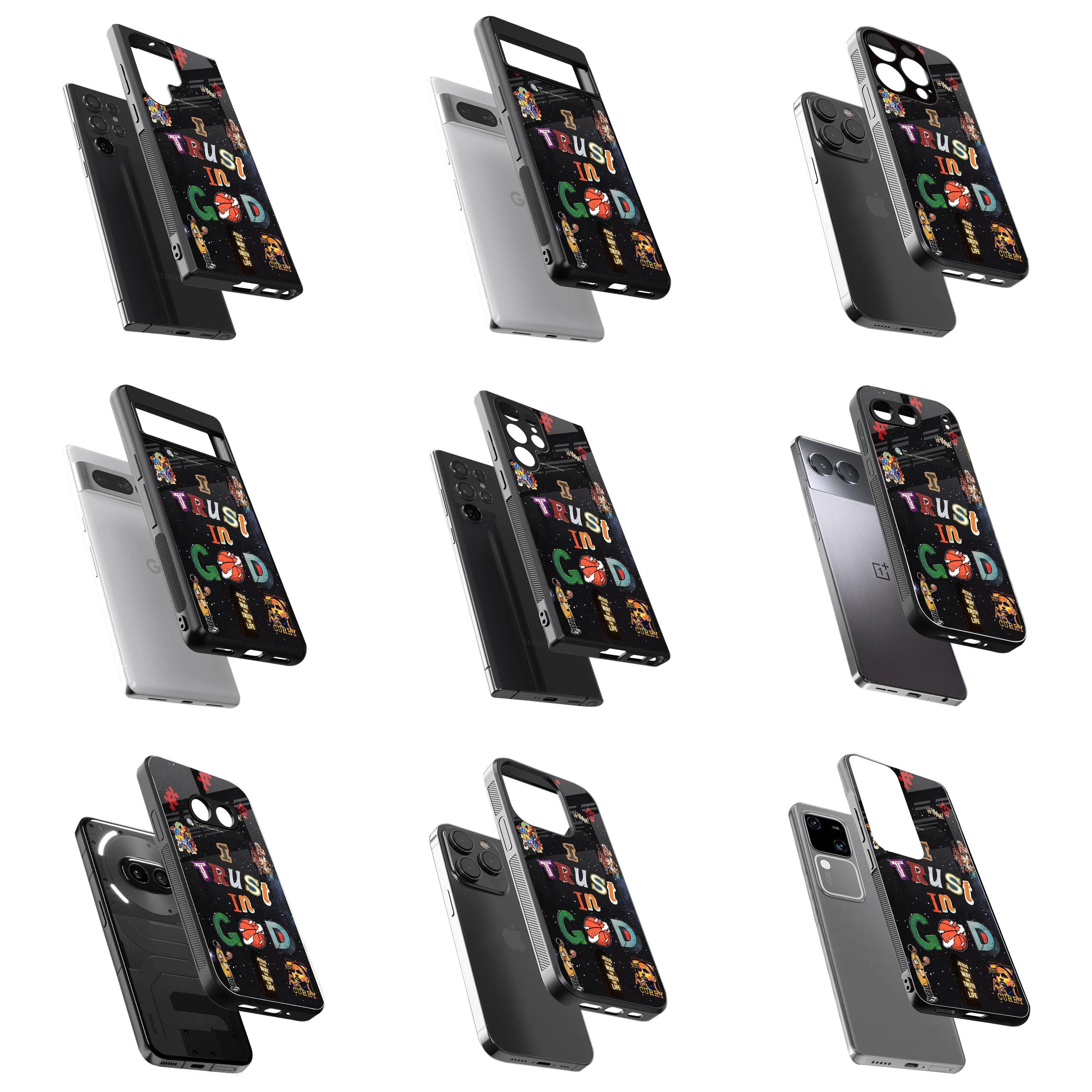 Durable Glass Back Mobile Case for iPhone, Samsung, OnePlus, Google Pixel, Redmi, Vivo, Oppo