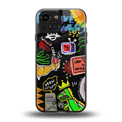 graffiti back phone cover | glass case for iphone 13 mini