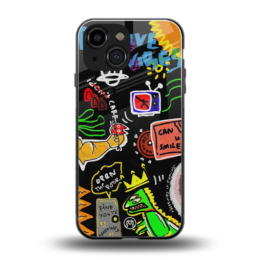 graffiti back phone cover | glass case for iphone 13 mini