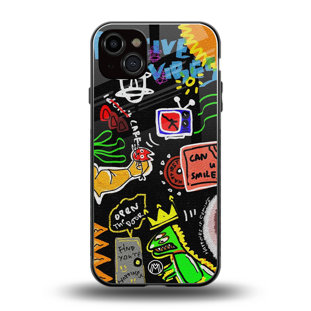 graffiti back phone cover | glass case for iphone 14 plus
