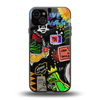 graffiti back phone cover | glass case for iphone 14 plus