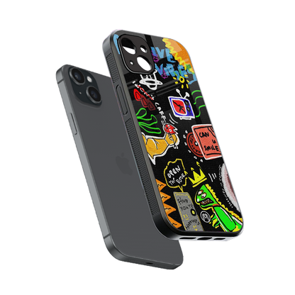 graffiti back phone cover | glass case for iphone 14 plus