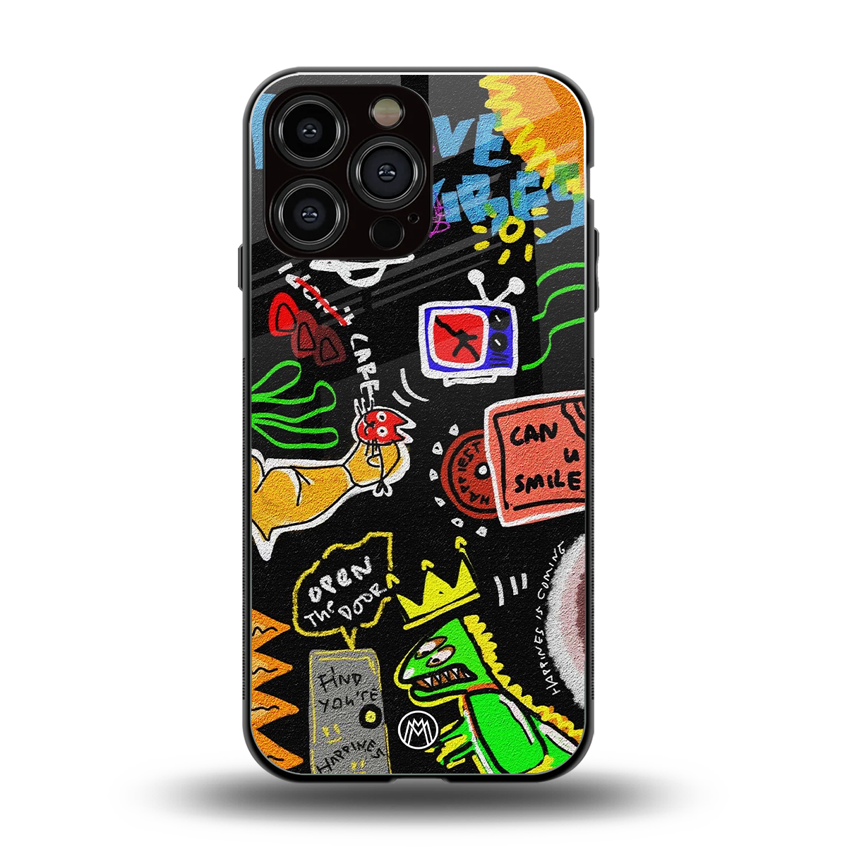 graffiti back phone cover | glass case for iphone 15 pro max