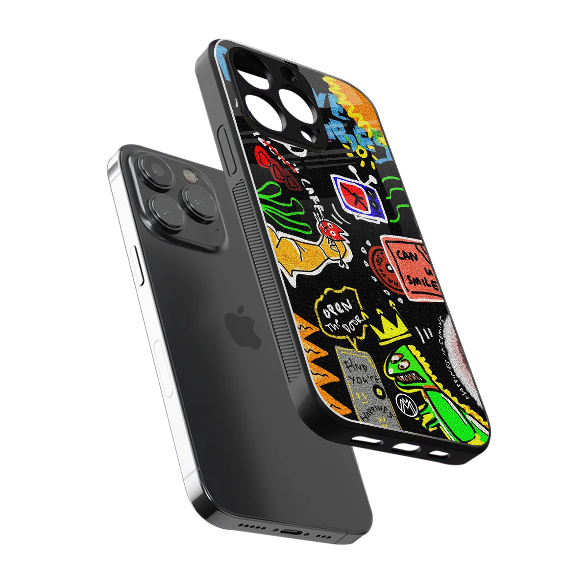 graffiti back phone cover | glass case for iphone 15 pro max