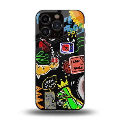 graffiti back phone cover | glass case for iphone 14 pro