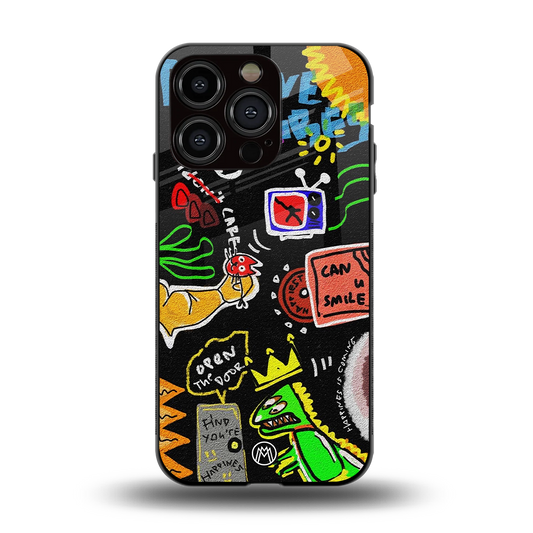 graffiti back phone cover | glass case for iphone 14 pro