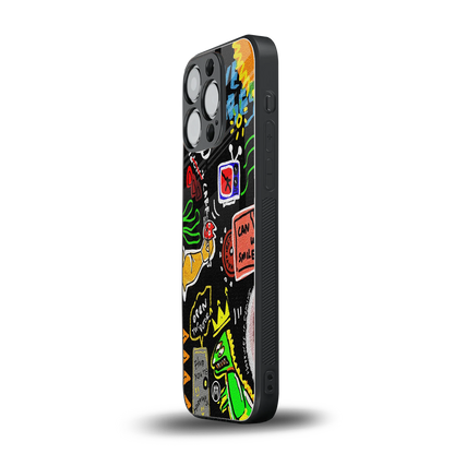 graffiti back phone cover | glass case for iphone 14 pro