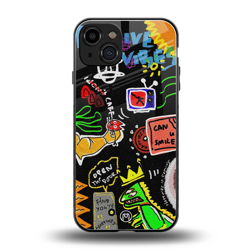 graffiti back phone cover | glass case for iphone 15