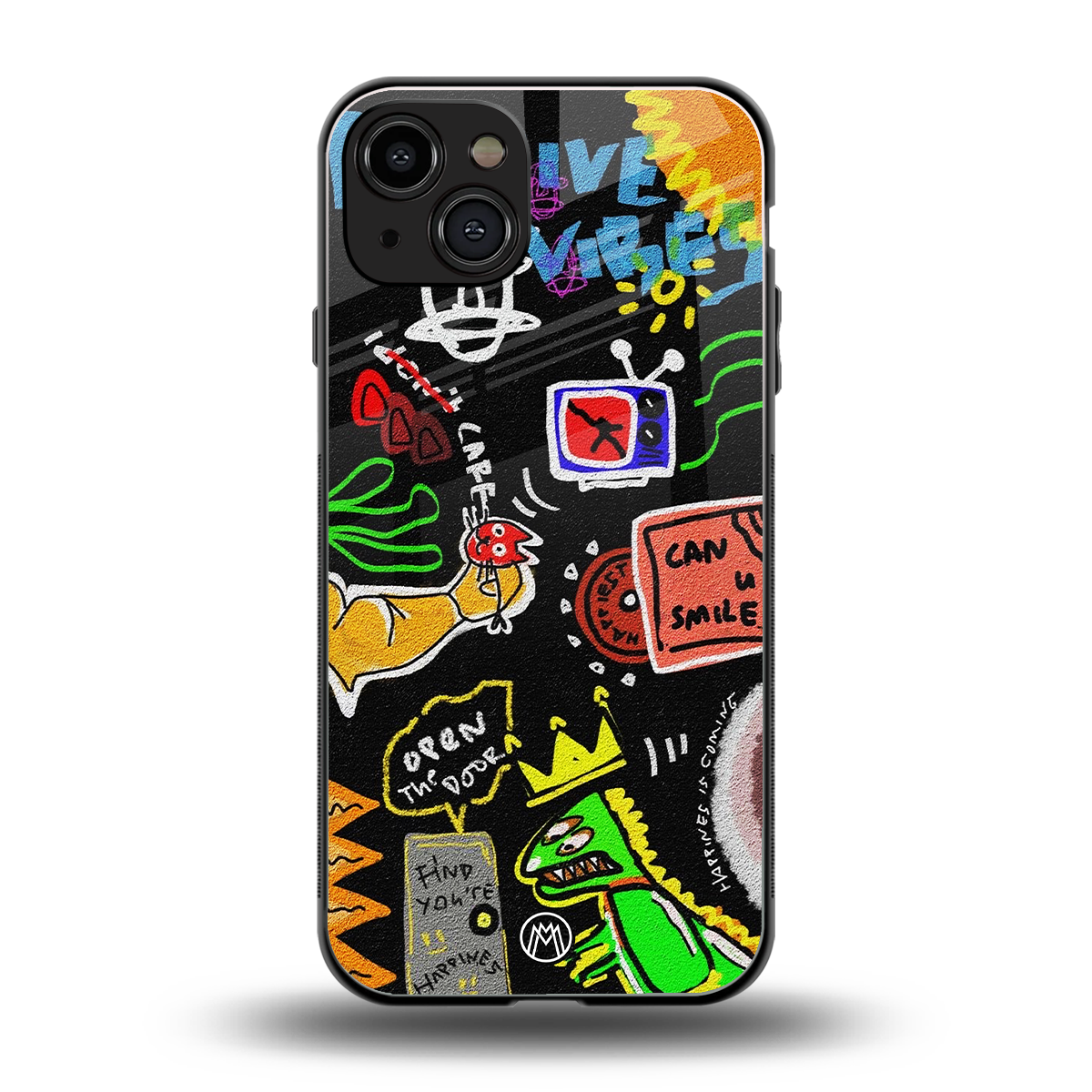 graffiti back phone cover | glass case for iphone 15