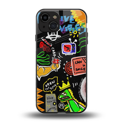 graffiti back phone cover | glass case for iphone 15