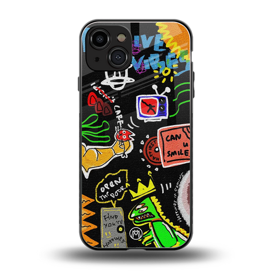 graffiti back phone cover | glass case for iphone 15
