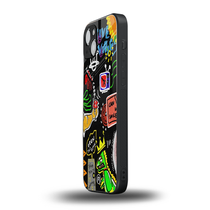 graffiti back phone cover | glass case for iphone 15