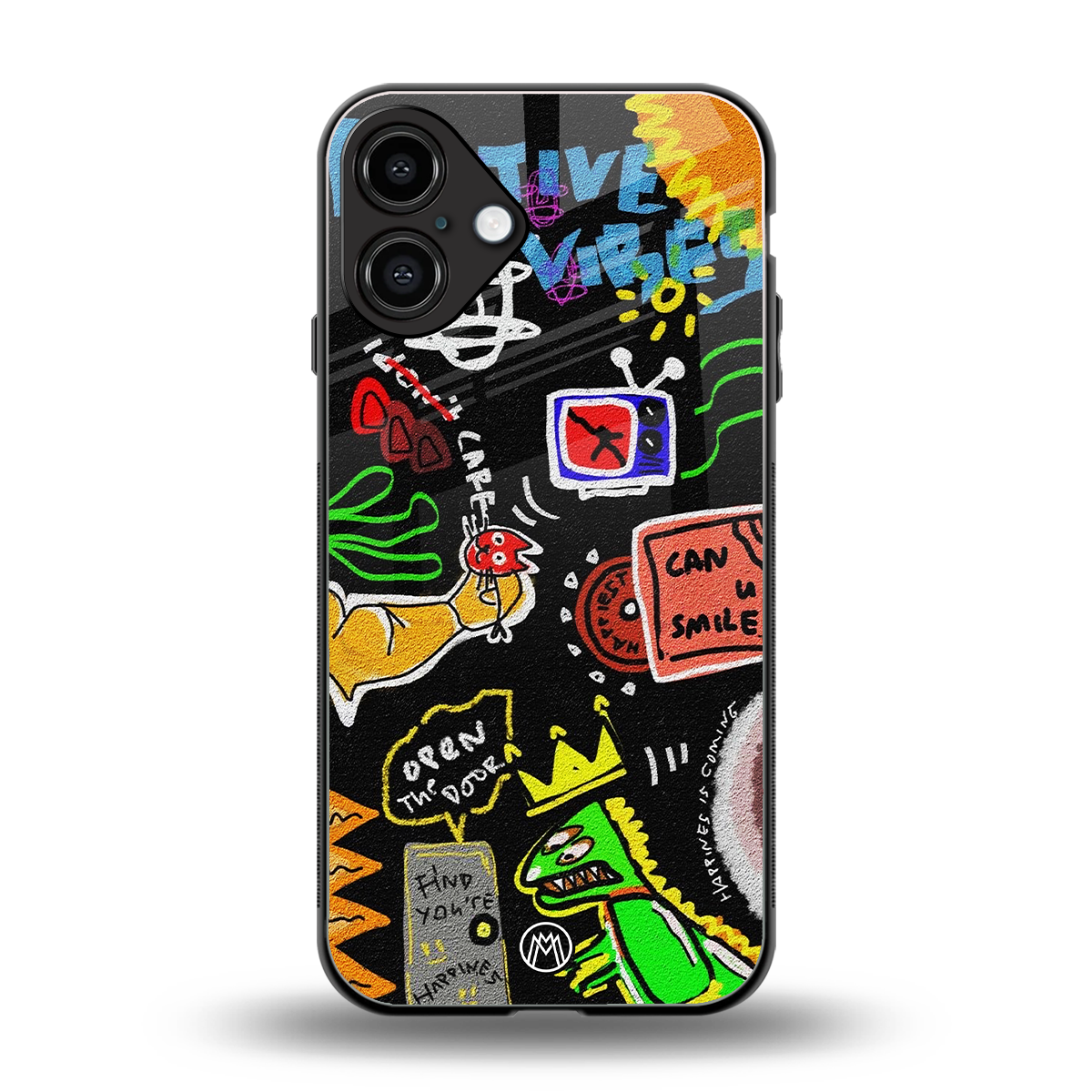 graffiti back phone cover | glass case for iphone 16 plus