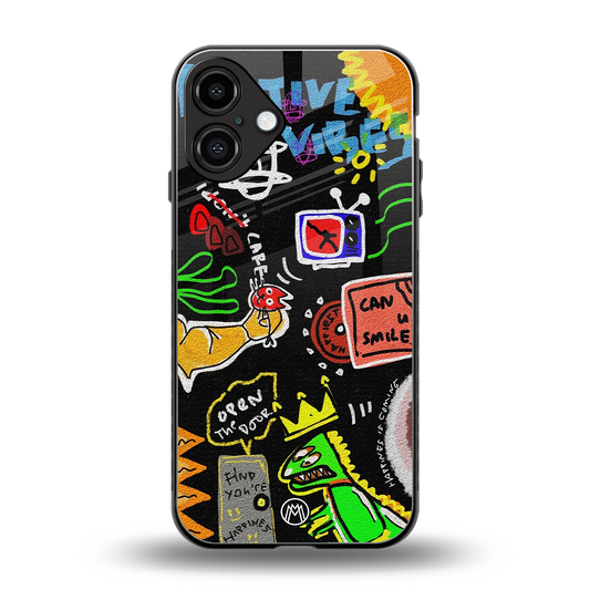 graffiti back phone cover | glass case for iphone 16 plus