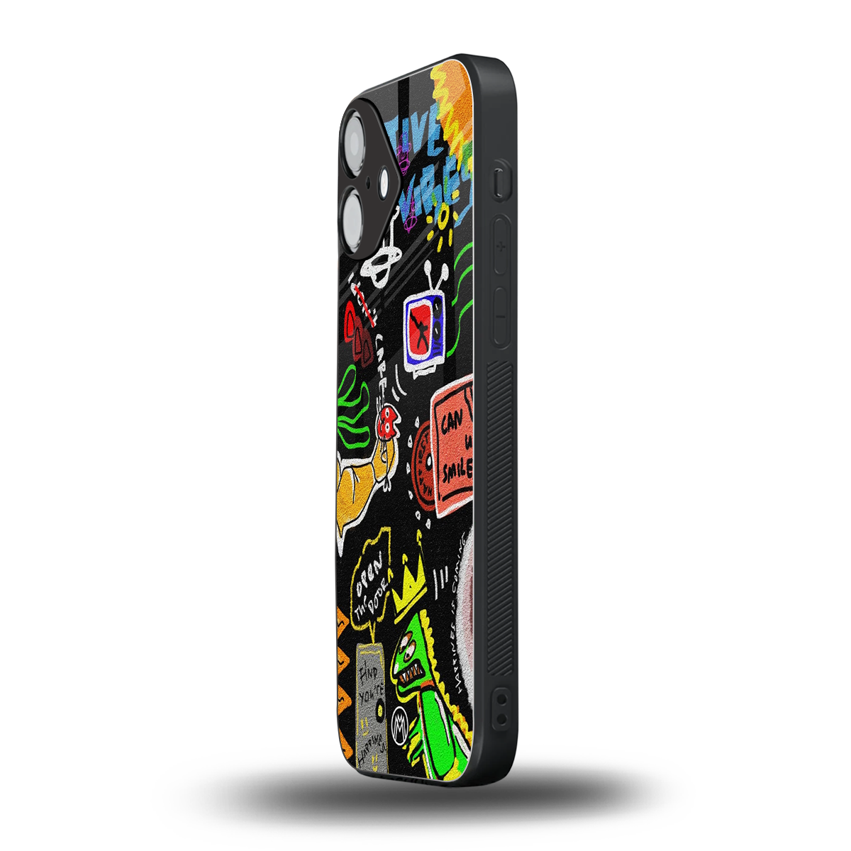 graffiti back phone cover | glass case for iphone 16 plus