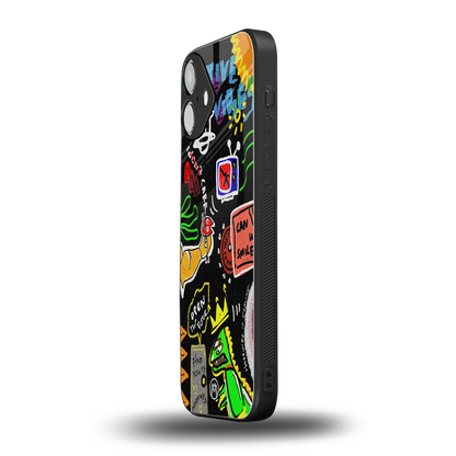 graffiti back phone cover | glass case for iphone 16 plus