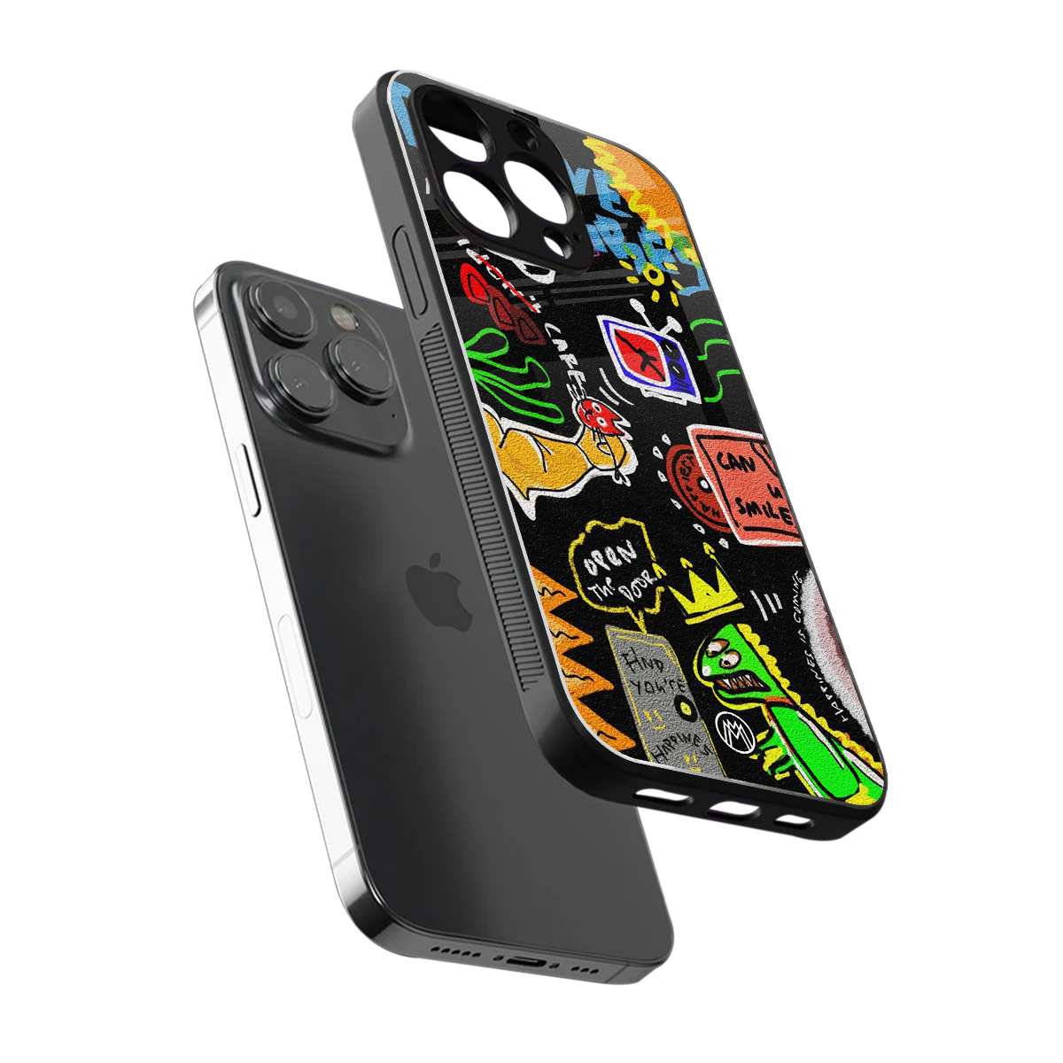 graffiti back phone cover | glass case for iphone 16 pro max