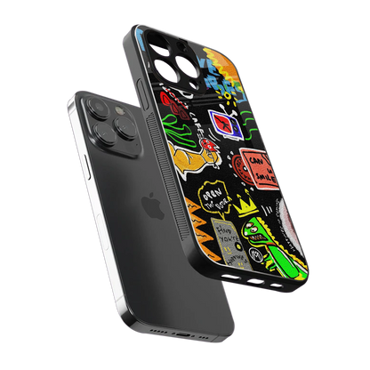 graffiti back phone cover | glass case for iphone 16 pro max