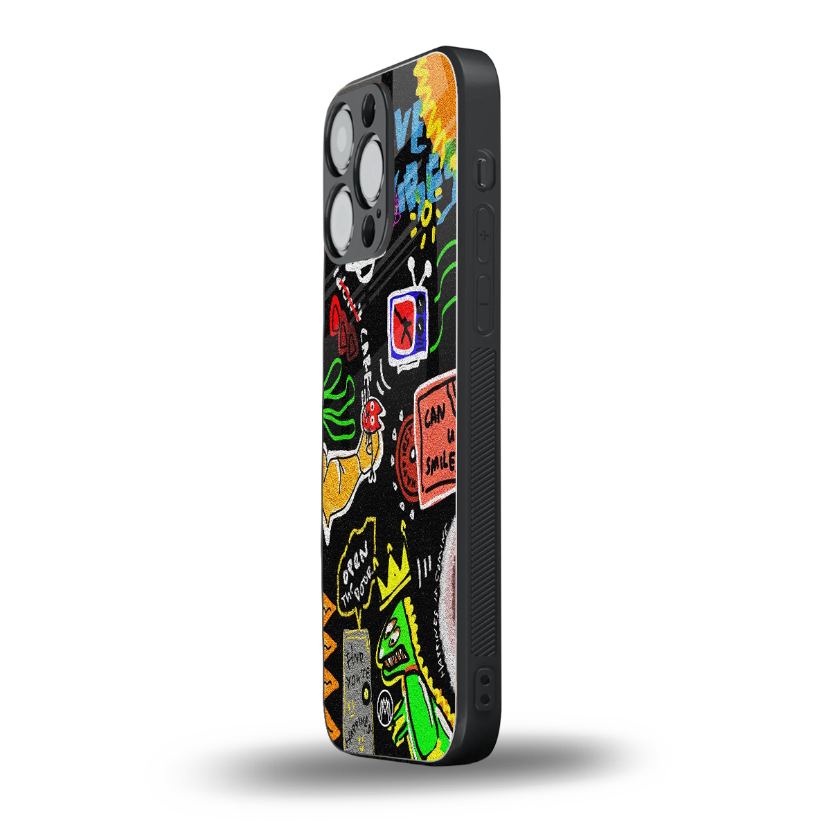 graffiti back phone cover | glass case for iphone 16 pro max