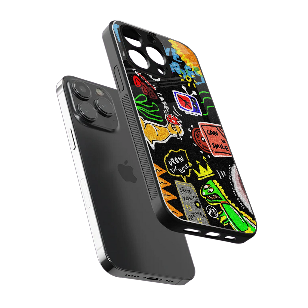graffiti back phone cover | glass case for iphone 16 pro