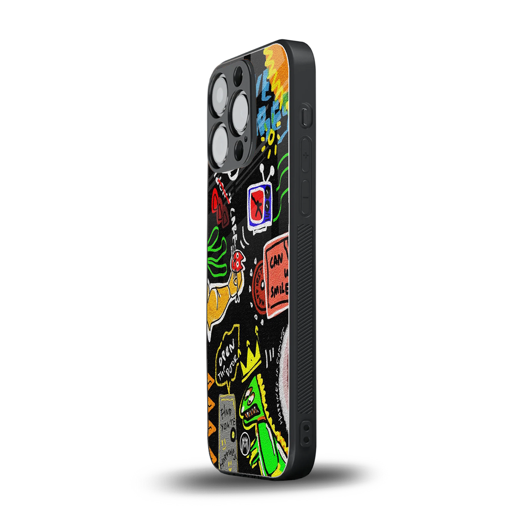 graffiti back phone cover | glass case for iphone 16 pro