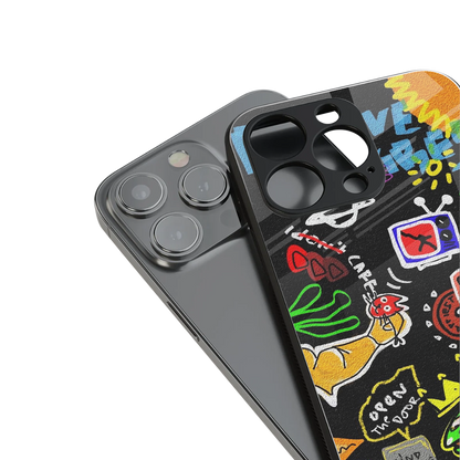 graffiti back phone cover | glass case for iphone 14 pro