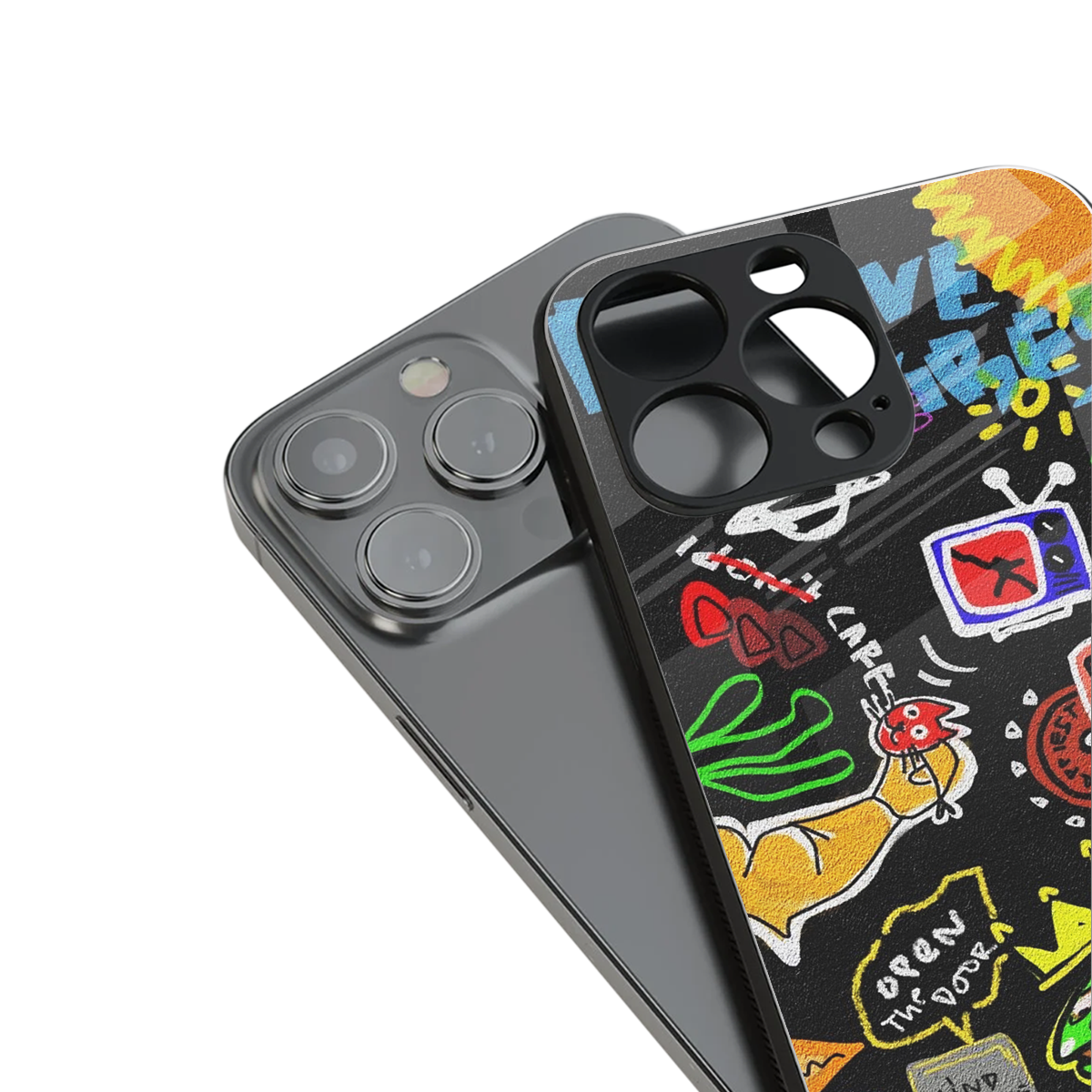 graffiti back phone cover | glass case for iphone 16 pro