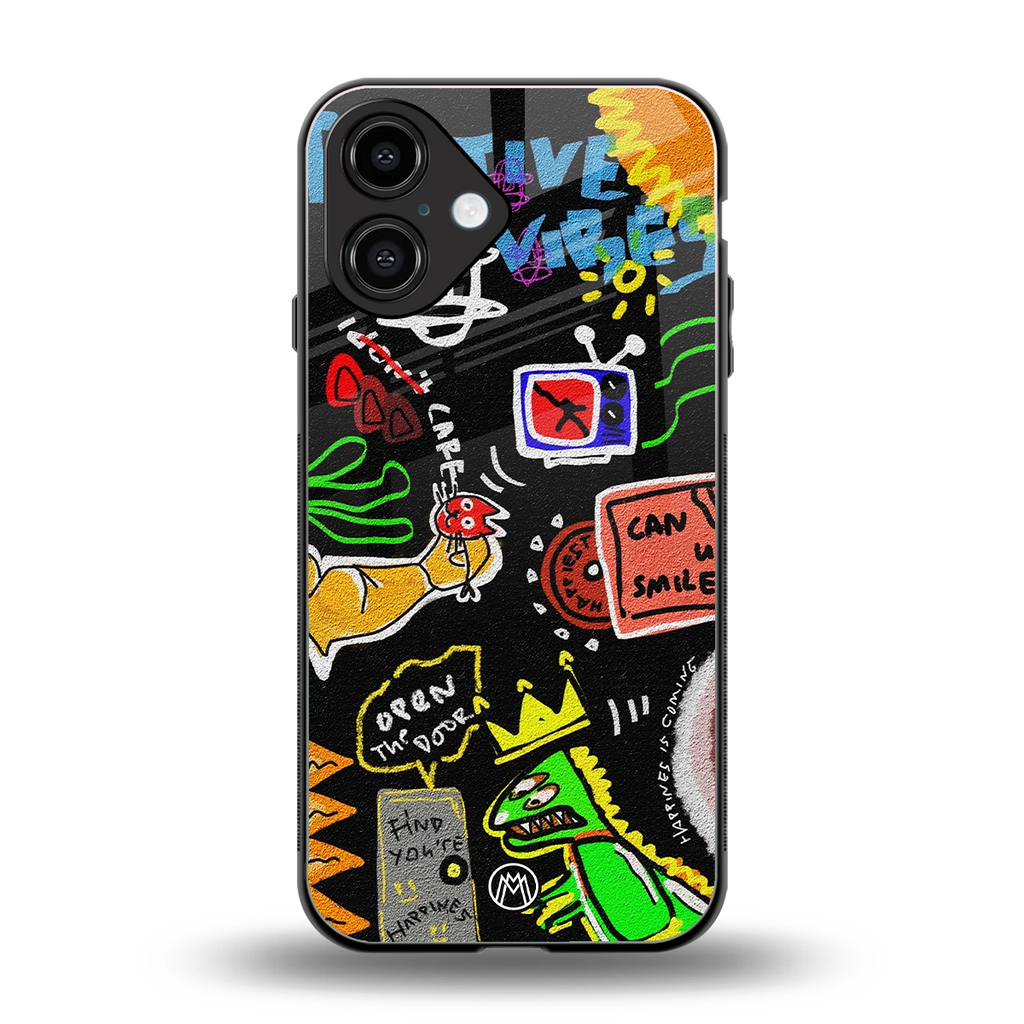 graffiti back phone cover | glass case for iphone 16