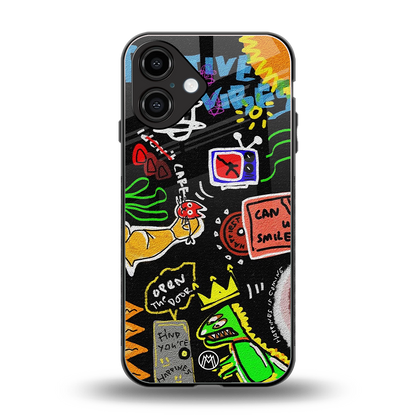graffiti back phone cover | glass case for iphone 16