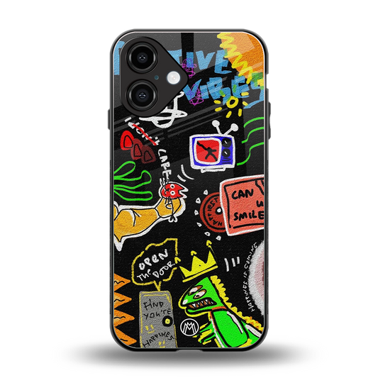 graffiti back phone cover | glass case for iphone 16