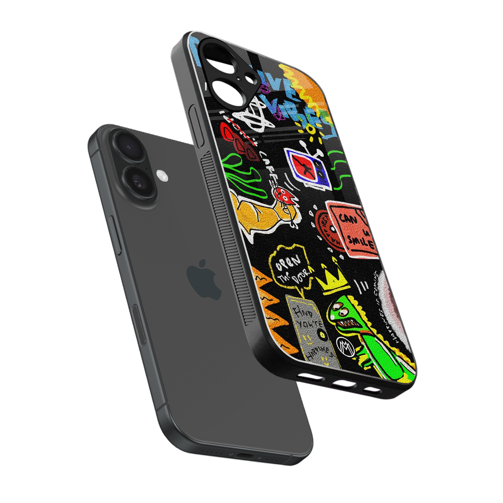 graffiti back phone cover | glass case for iphone 16