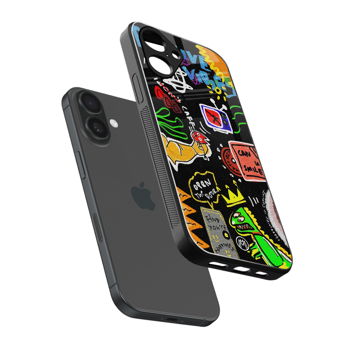 graffiti back phone cover | glass case for iphone 16