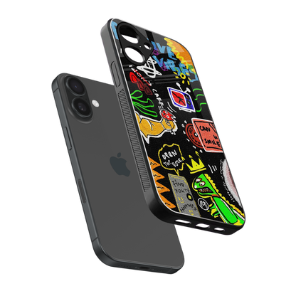 graffiti back phone cover | glass case for iphone 16