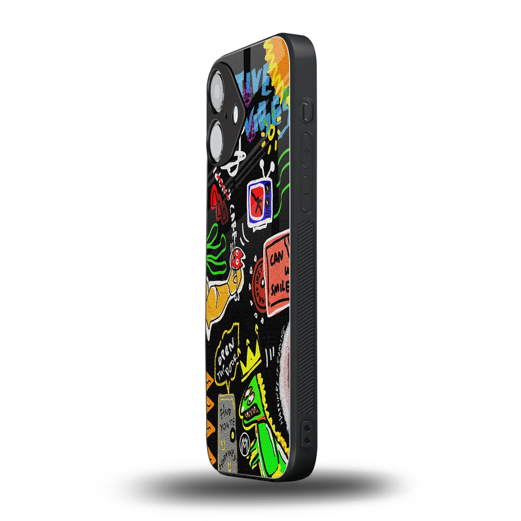 graffiti back phone cover | glass case for iphone 16