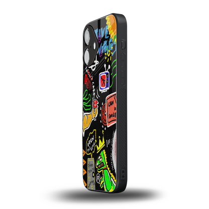 graffiti back phone cover | glass case for iphone 16