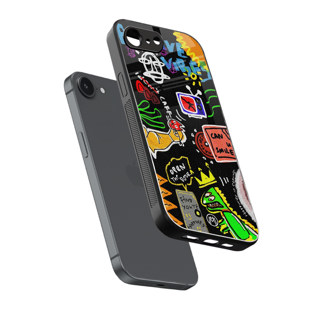 graffiti back phone cover | glass case for iphone 16e