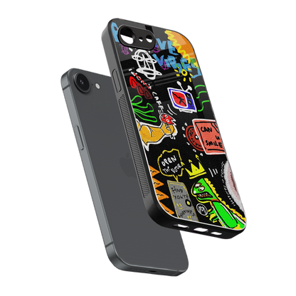 graffiti back phone cover | glass case for iphone 16e