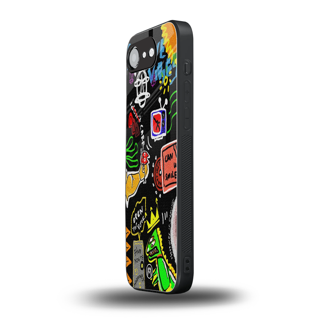 graffiti back phone cover | glass case for iphone 16e