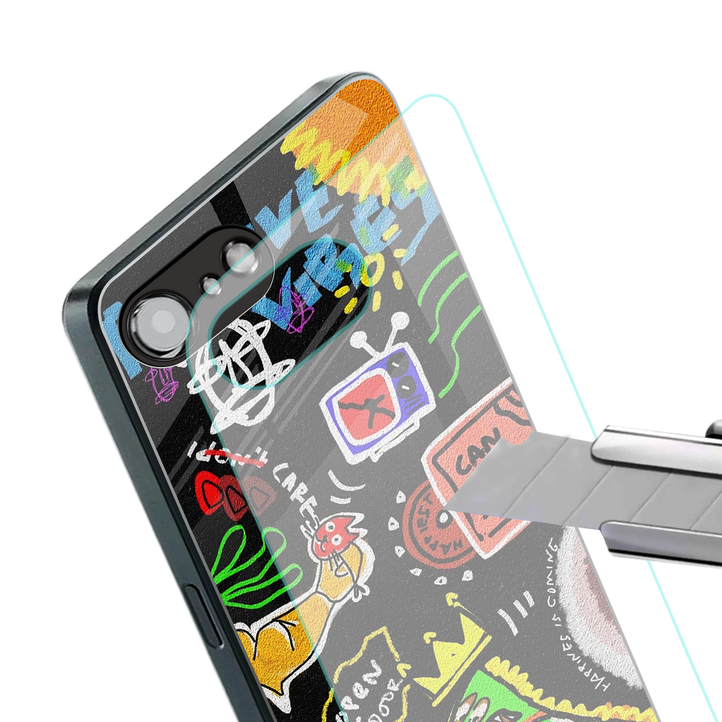 graffiti back phone cover | glass case for iphone 16e