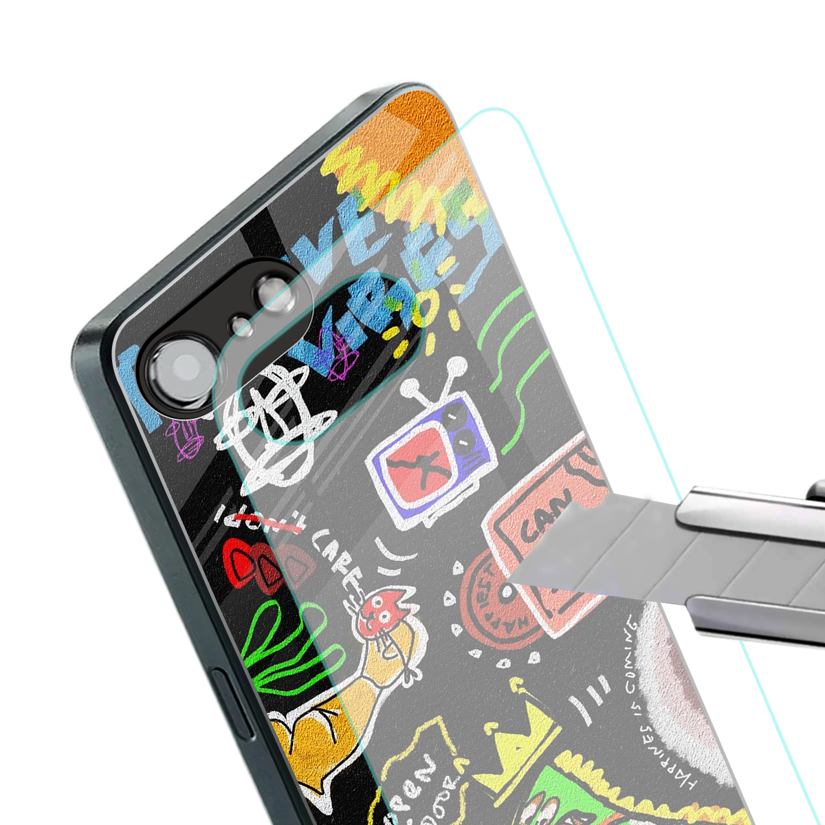 graffiti back phone cover | glass case for iphone 16e