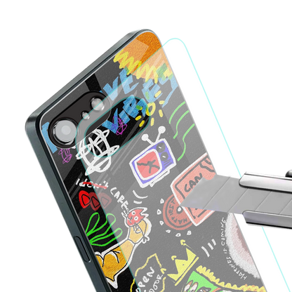 graffiti back phone cover | glass case for iphone 16e