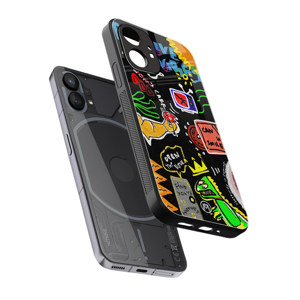graffiti back phone cover | glass case for nothing phone 1