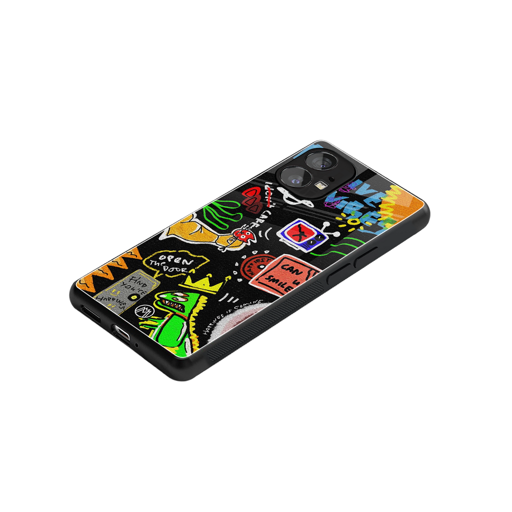 graffiti back phone cover | glass case for nothing phone 1