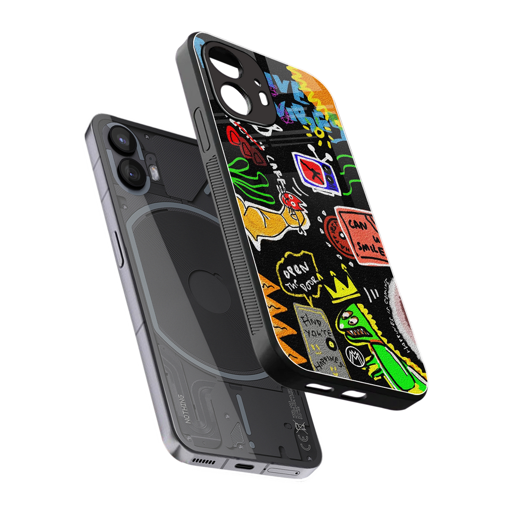 graffiti back phone cover | glass case for nothing phone 2